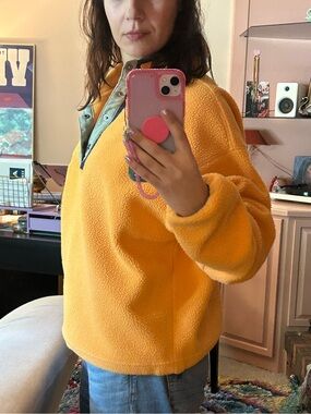 Cozy Women's Bright Orange Sherpa Pullover Jacket